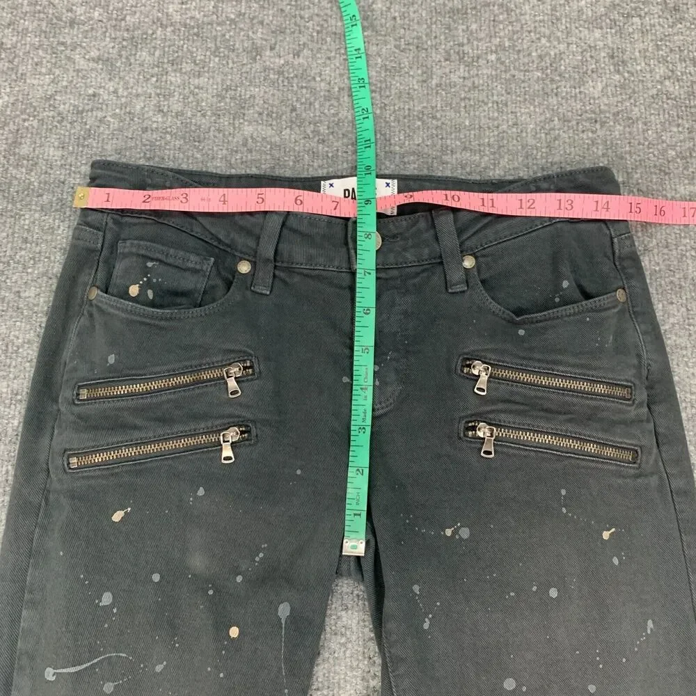Paige Edgemont Skinny Jeans Womens 28 Gray Stretch Paint Splatter Paint Splatter